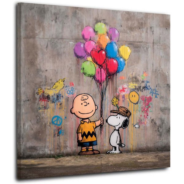 Artedinoi Leinwandbild Pop Art Freundschaft Comicstil Graffiti Leinwandbild Wandbild Kunstdru, Zwei Comicfiguren, Freundschaft
