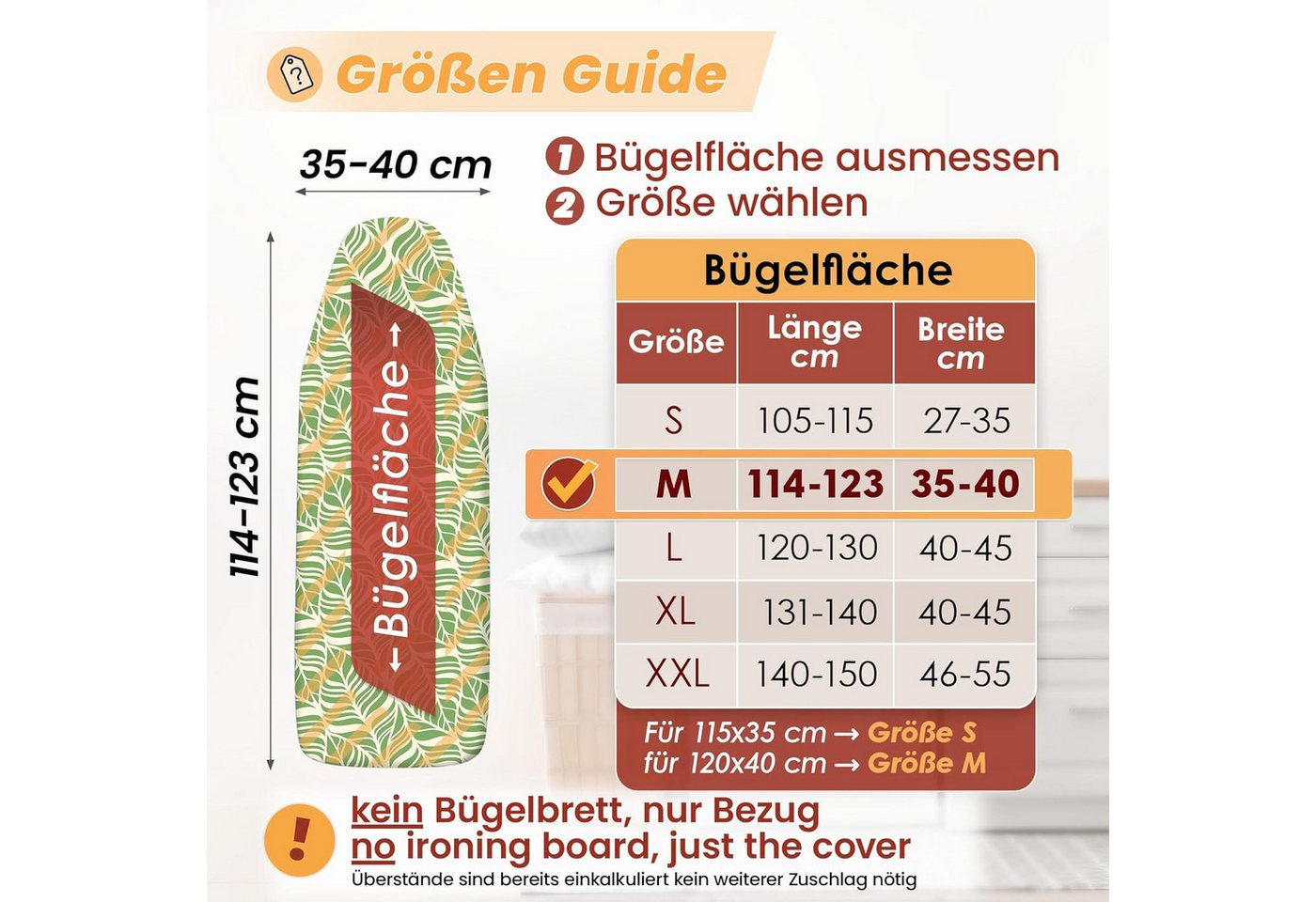 Arteneur Bügelbrettbezug, Made in Germany, OEKOTEX100, Zubehör für alle Bügeltische dank 5 Größen, Vergleichssieger, Hitzereflektierend, Gummizug – Bild 2 von 5