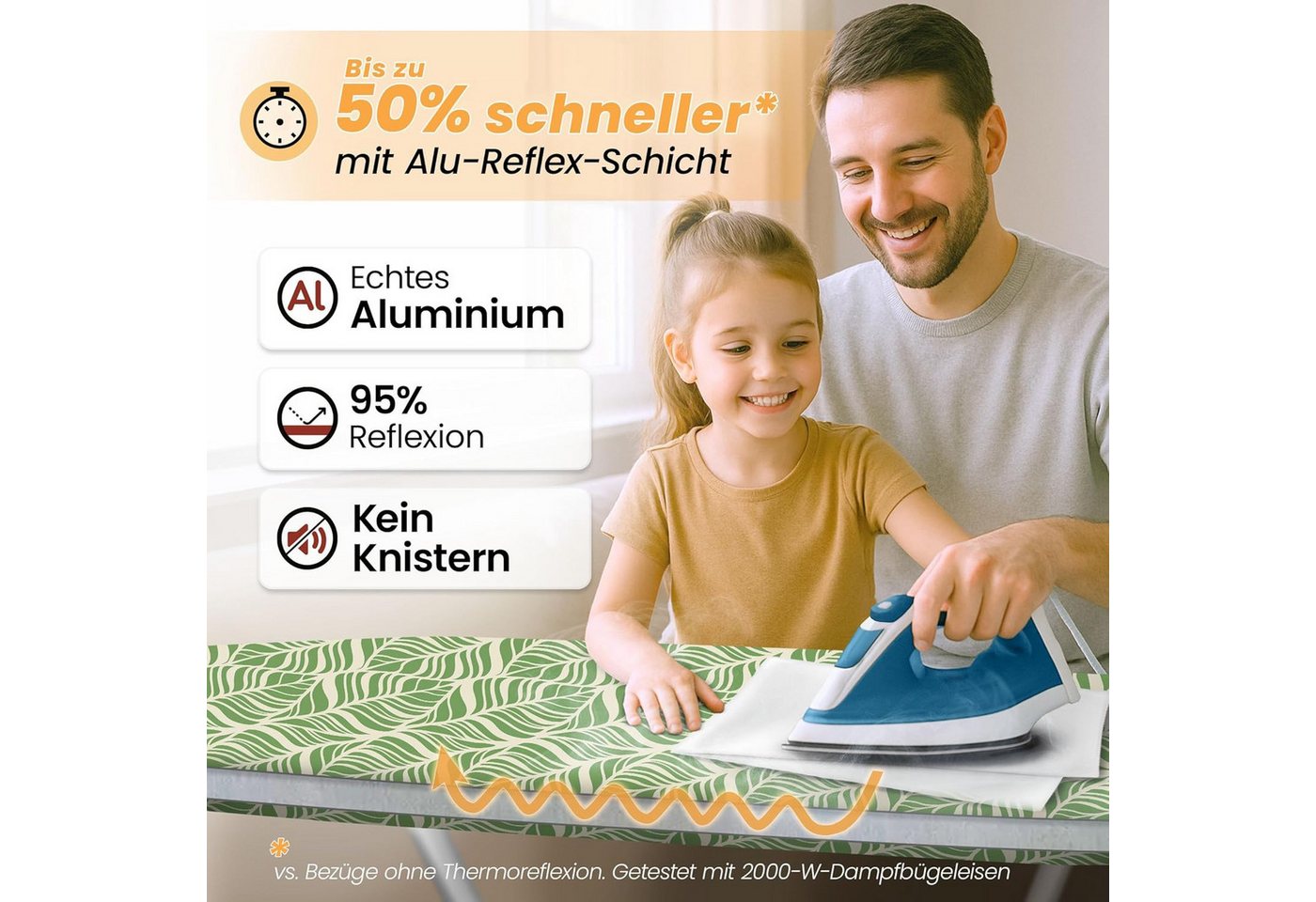 Arteneur Bügelbrettbezug, Made in Germany, OEKOTEX100, Zubehör für alle Bügeltische dank 5 Größen, Vergleichssieger, Hitzereflektierend, Gummizug – Bild 3 von 5