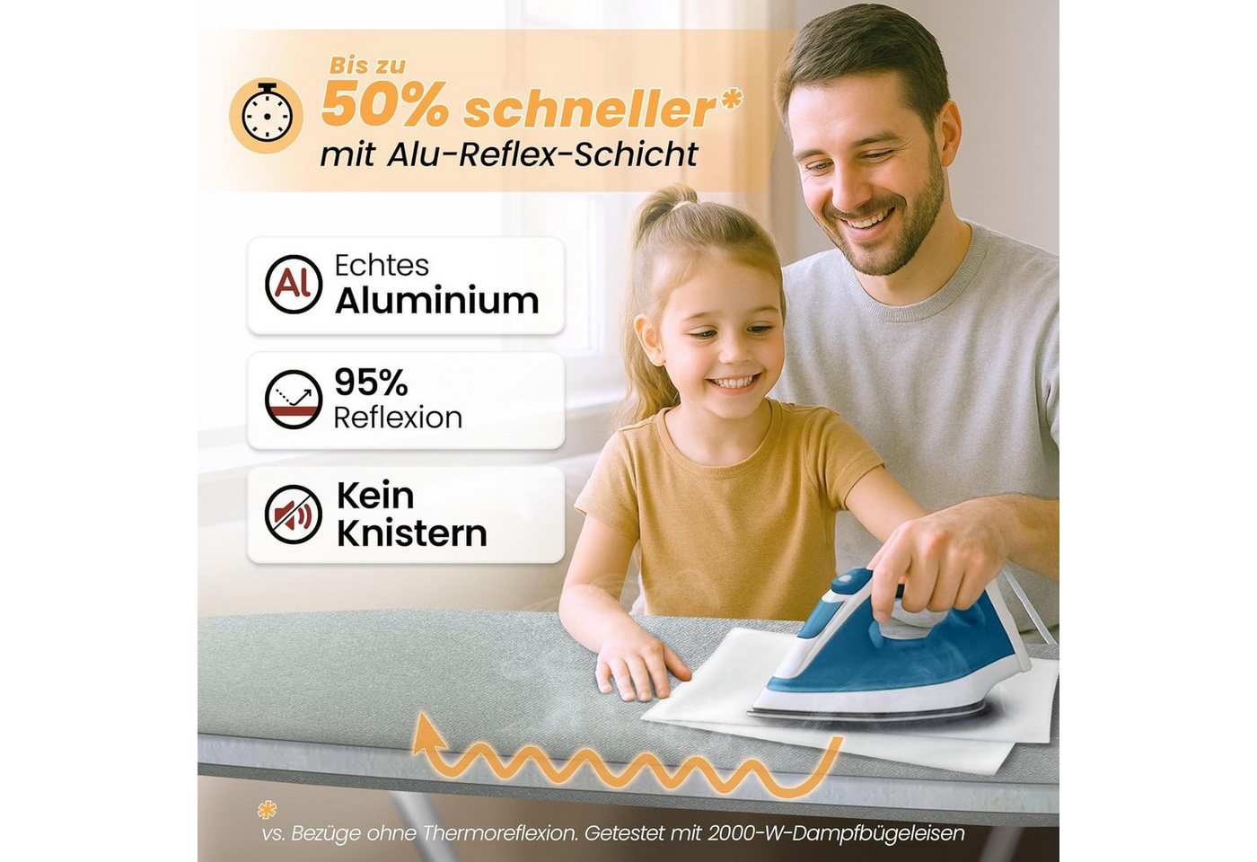 Arteneur Bügelbrettbezug, Made in Germany, OEKOTEX100, Zubehör für alle Bügeltische dank 5 Größen, Vergleichssieger, Hitzereflektierend, Gummizug – Bild 3 von 5