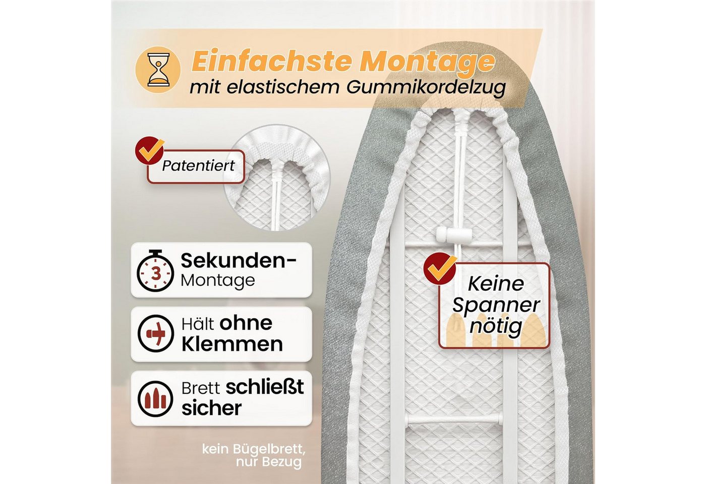 Arteneur Bügelbrettbezug, Made in Germany, OEKOTEX100, Zubehör für alle Bügeltische dank 5 Größen, Vergleichssieger, Hitzereflektierend, Gummizug – Bild 5 von 5