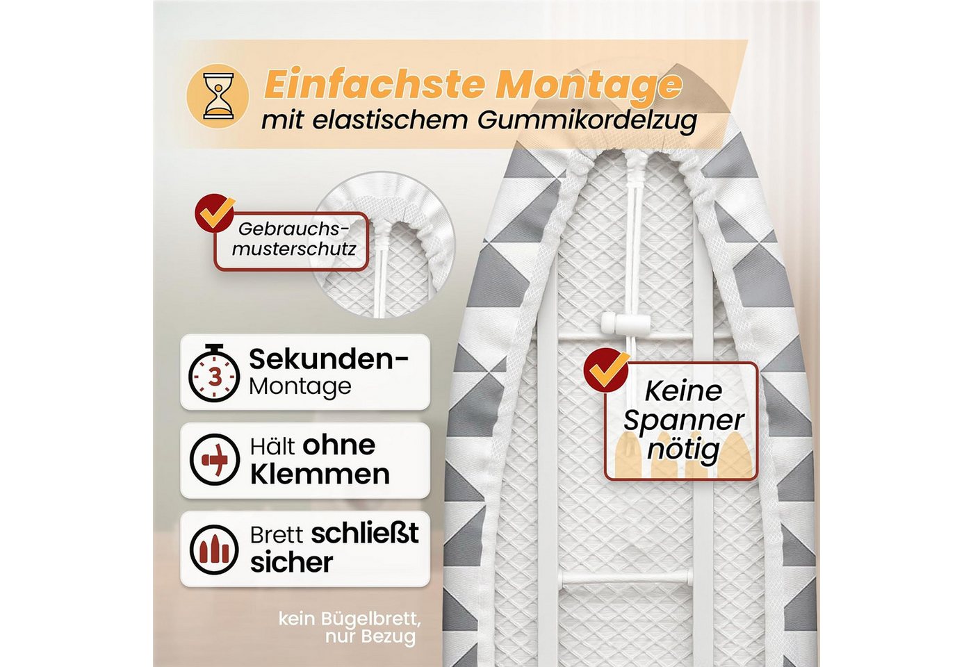 Arteneur Bügelbrettbezug, Made in Germany, OEKOTEX100, Zubehör für alle Bügeltische dank 5 Größen, Vergleichssieger, Hitzereflektierend, Gummizug – Bild 5 von 5