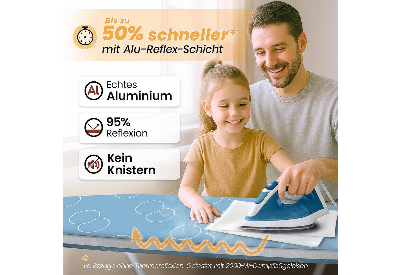 Arteneur Bügelbrettbezug, Made in Germany, OEKOTEX100, Zubehör für alle Bügeltische dank 5 Größen, Vergleichssieger, Hitzereflektierend, Gummizug – Bild 3 von 5