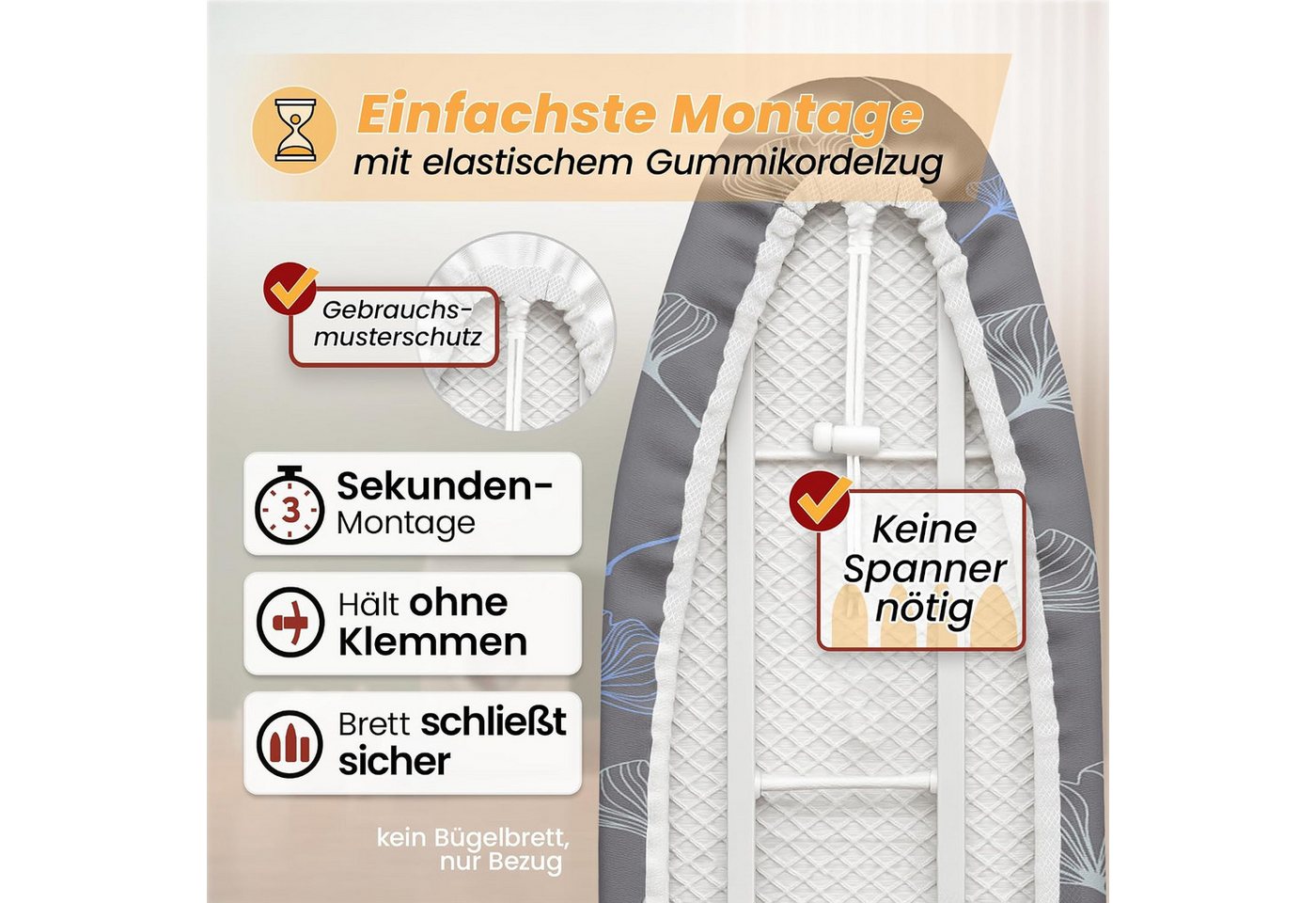 Arteneur Bügelbrettbezug, Made in Germany, OEKOTEX100, Zubehör für alle Bügeltische dank 5 Größen, Vergleichssieger, Hitzereflektierend, Gummizug – Bild 5 von 5