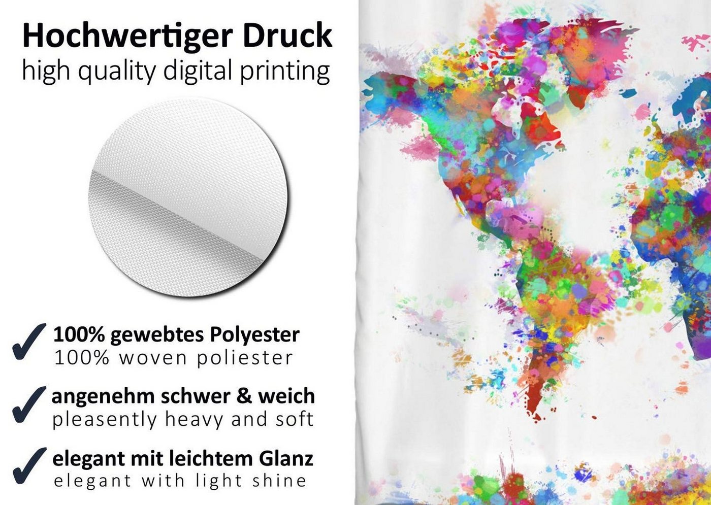 Arteneur Duschvorhang Breite 120 cm, Anti-Schimmel Beschichtet, Beschwerter Saum, Waschbar 40°C – Bild 2 von 5