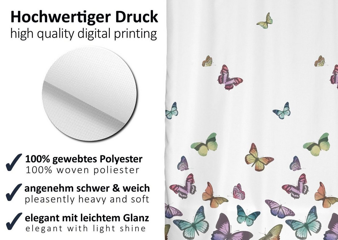 Arteneur Duschvorhang Breite 120 cm, Anti-Schimmel Beschichtet, Beschwerter Saum, Waschbar 40°C – Bild 2 von 5
