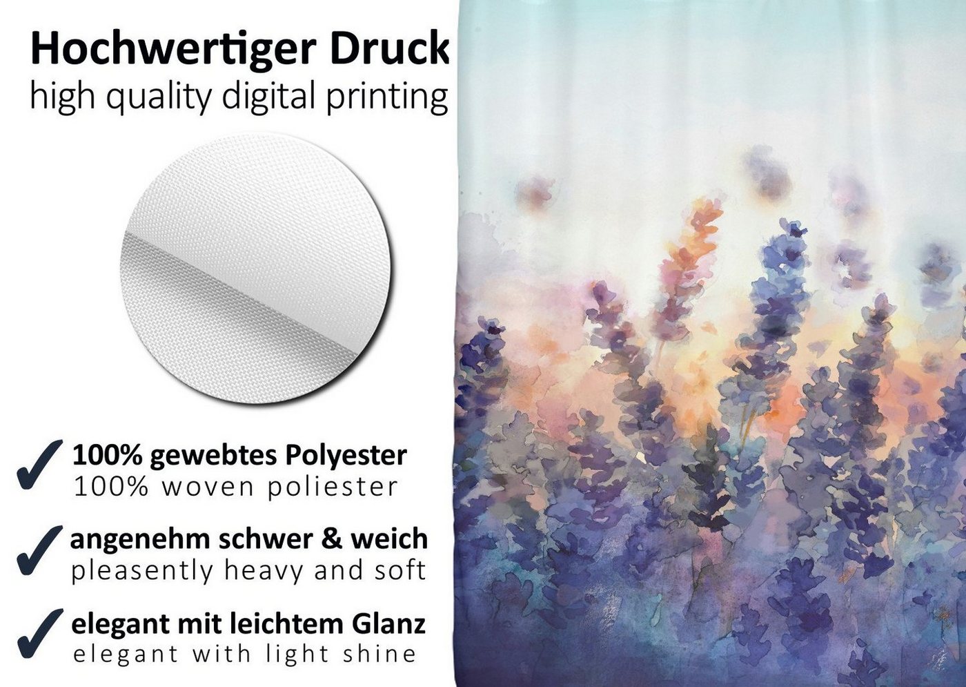 Arteneur Duschvorhang Breite 120 cm, Anti-Schimmel Beschichtet, Beschwerter Saum, Waschbar 40°C – Bild 2 von 5