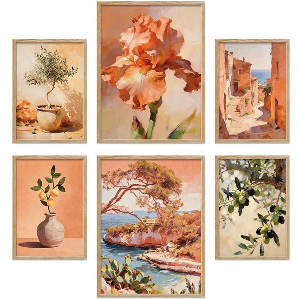 ARTFAVES Bilder-Collage Poster Set Abstract Spain I mehrteilige Bilderwand I Wandbilder Spanie, (Wandbilder modern, 6 St)