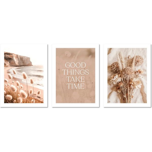 ARTFAVES Bilder-Collage Poster Set Boho Summer Trio I mehrteilige Bilderwand I Wandbilder Somm, (Wandbilder modern, 3 St)