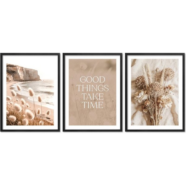 ARTFAVES Bilder-Collage Poster Set Boho Summer Trio I mehrteilige Bilderwand I Wandbilder Somm, (Wandbilder modern, 3 St)