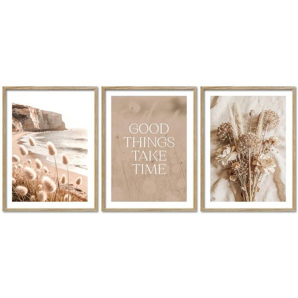 ARTFAVES Bilder-Collage Poster Set Boho Summer Trio I mehrteilige Bilderwand I Wandbilder Somm, (Wandbilder modern, 3 St)