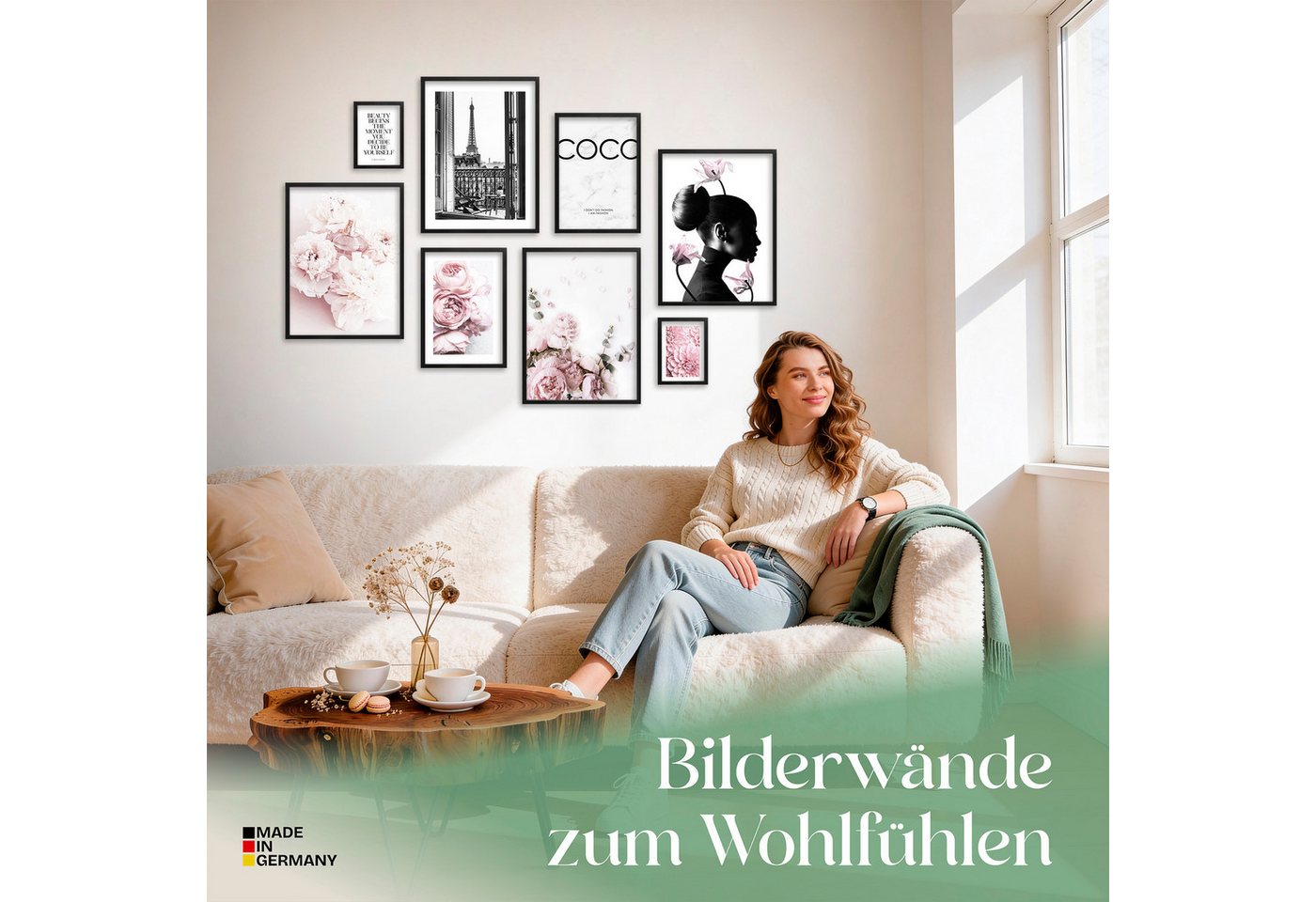 ARTFAVES Bilder-Collage Poster Set Coco I mehrteilige Bilderwand I Wandbilder Rosa, (Wandbilder) – Bild 2 von 5