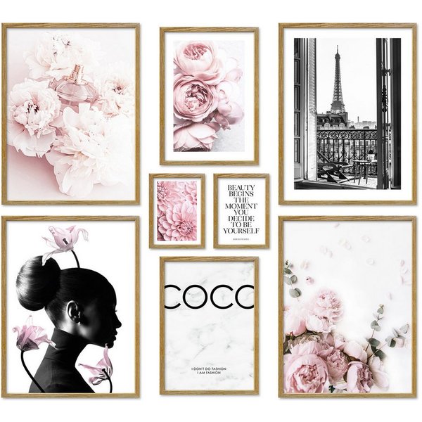 ARTFAVES Bilder-Collage Poster Set Coco I mehrteilige Bilderwand I Wandbilder Rosa, (Wandbilder)