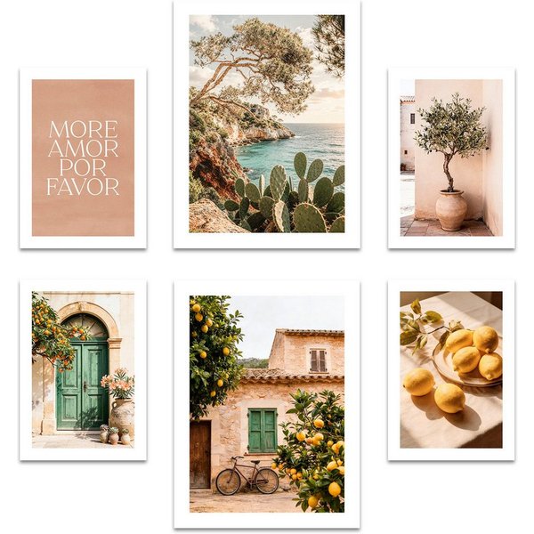 ARTFAVES Bilder-Collage Poster Set La Dulce Vida Española I mehrteilige Bilderwand I Wandbilde, (Wandbilder modern, 6 St)