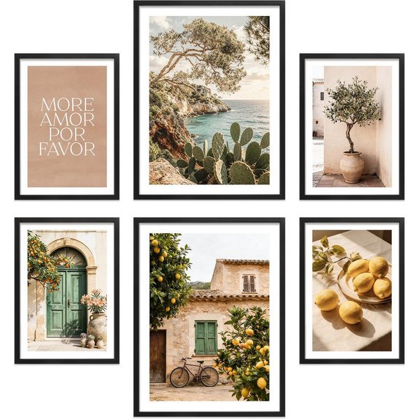 ARTFAVES Bilder-Collage Poster Set La Dulce Vida Española I mehrteilige Bilderwand I Wandbilde, (Wandbilder modern, 6 St)