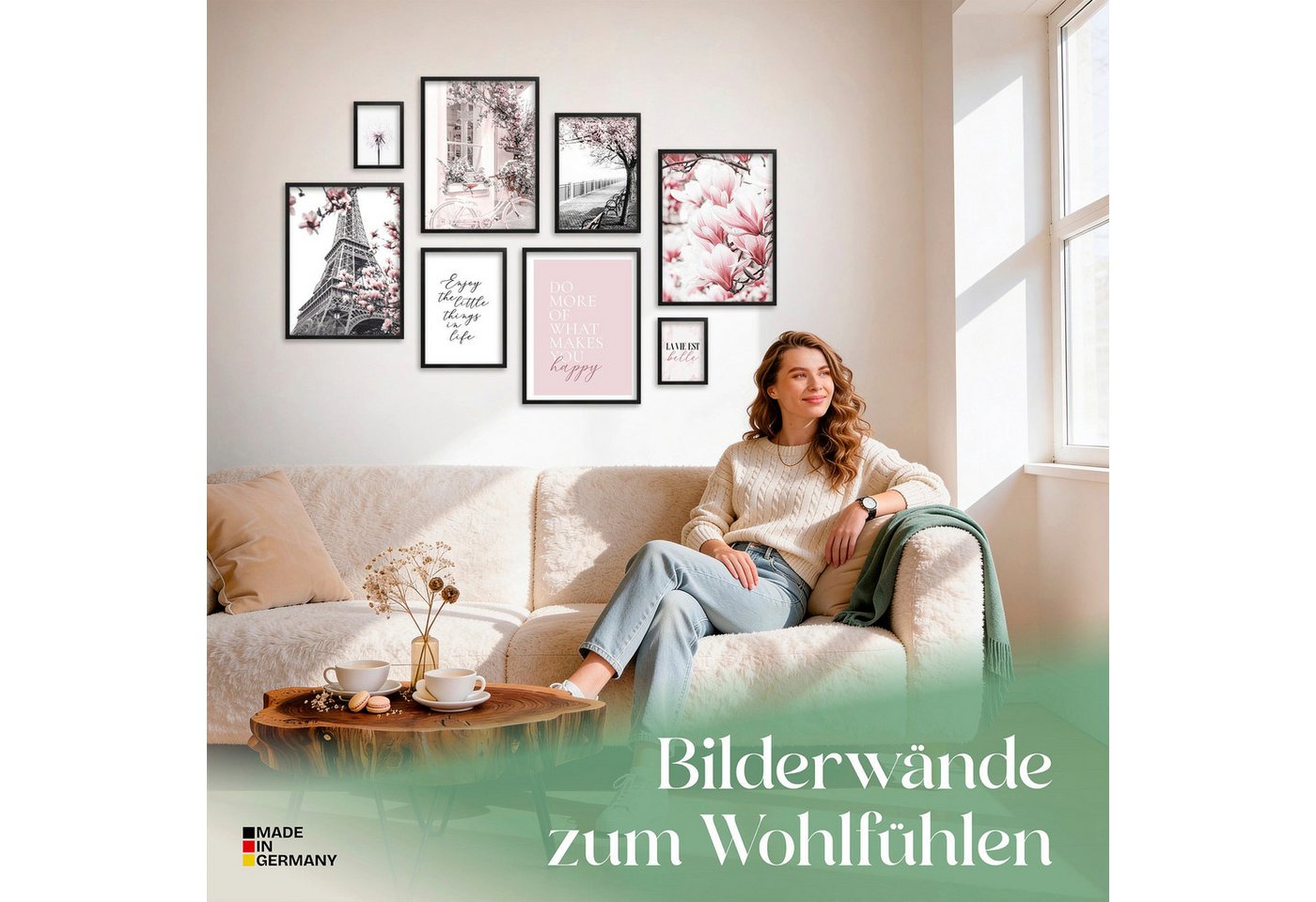 ARTFAVES Bilder-Collage Poster Set Spring In Paris I mehrteilige Bilderwand I Wandbilder Rosa, (Wandbilder modern, 8 St) – Bild 3 von 5