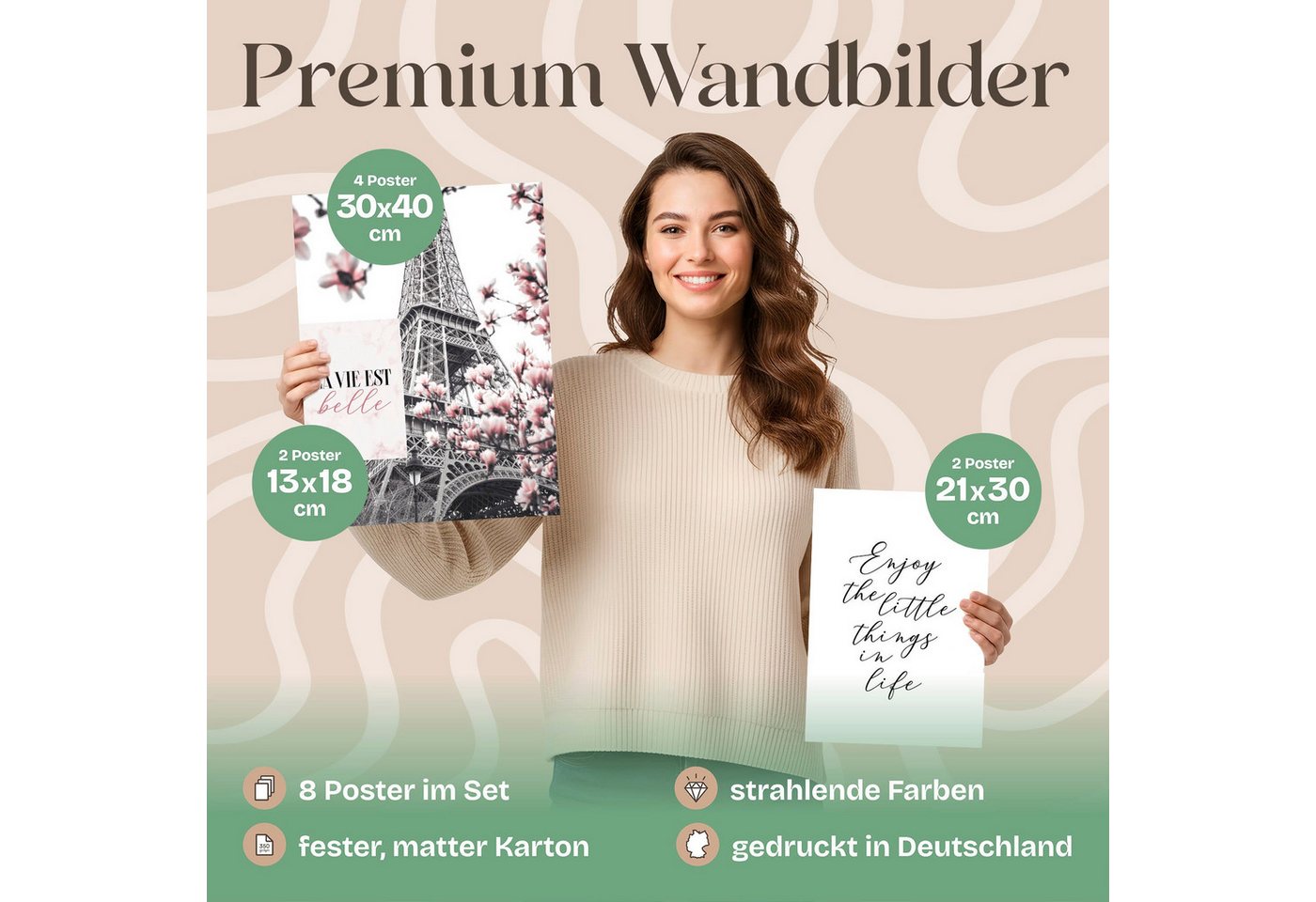 ARTFAVES Bilder-Collage Poster Set Spring In Paris I mehrteilige Bilderwand I Wandbilder Rosa, (Wandbilder modern, 8 St) – Bild 4 von 5