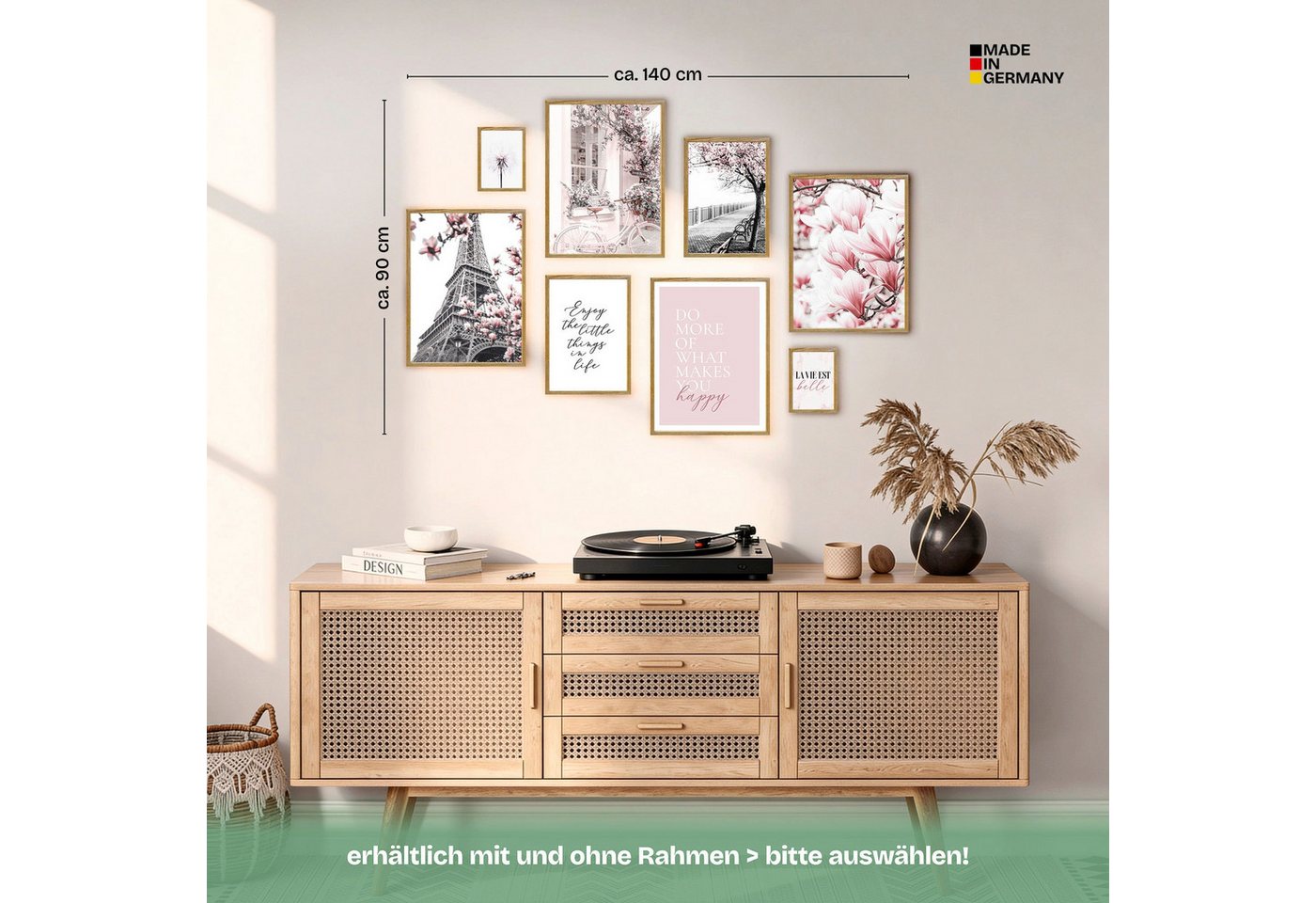 ARTFAVES Bilder-Collage Poster Set Spring In Paris I mehrteilige Bilderwand I Wandbilder Rosa, (Wandbilder modern, 8 St) – Bild 5 von 5