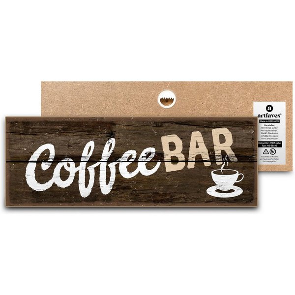 ARTFAVES Holzbild Schild mit Spruch - Coffee Bar - Kaffee, Espresso