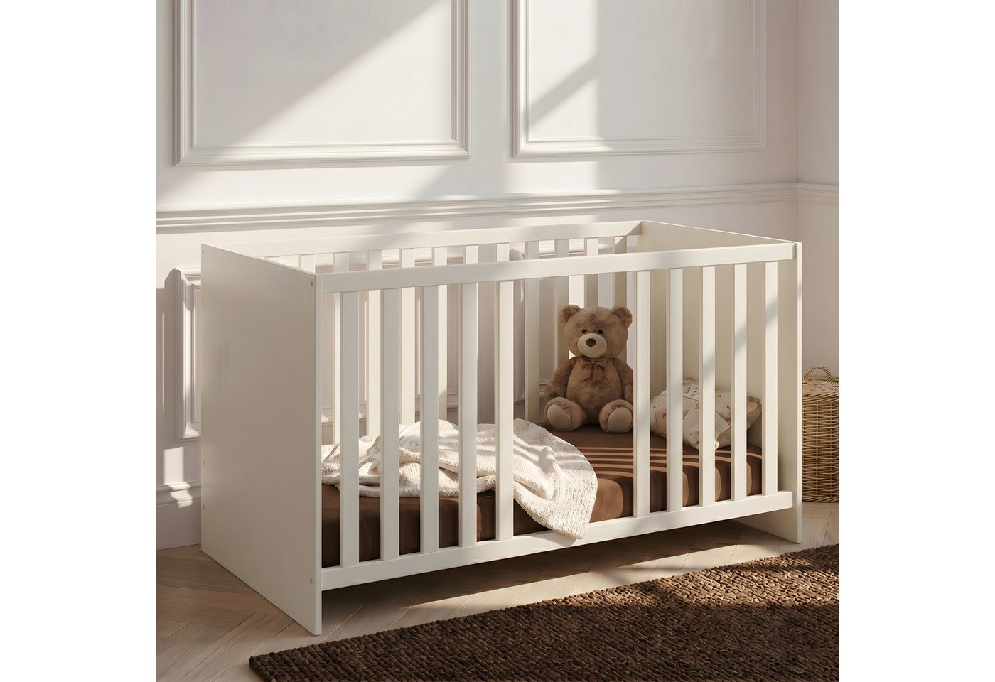 arthur berndt Babybett Essentials, Made in Germany, mit Schlupfsprossen,Mitwachsend, 4x höhenverstellbar – Bild 2 von 4