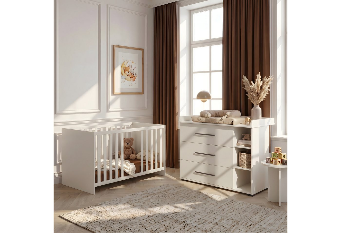 arthur berndt Babybett Essentials, Made in Germany, mit Schlupfsprossen,Mitwachsend, 4x höhenverstellbar – Bild 4 von 4