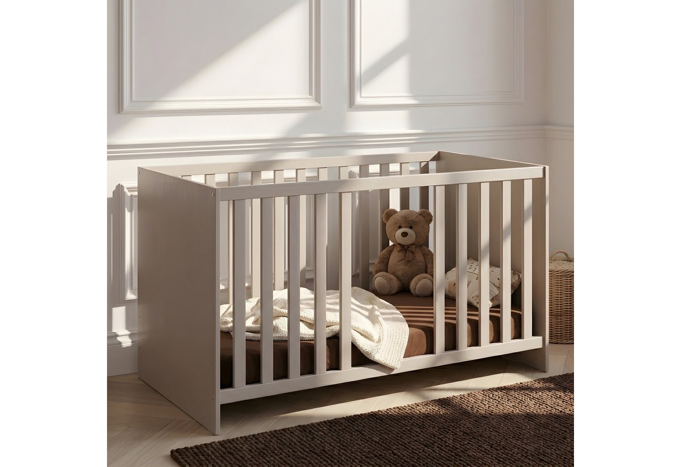 arthur berndt Babybett Essentials, Made in Germany, mit Schlupfsprossen,Mitwachsend, 4x höhenverstellbar – Bild 2 von 4