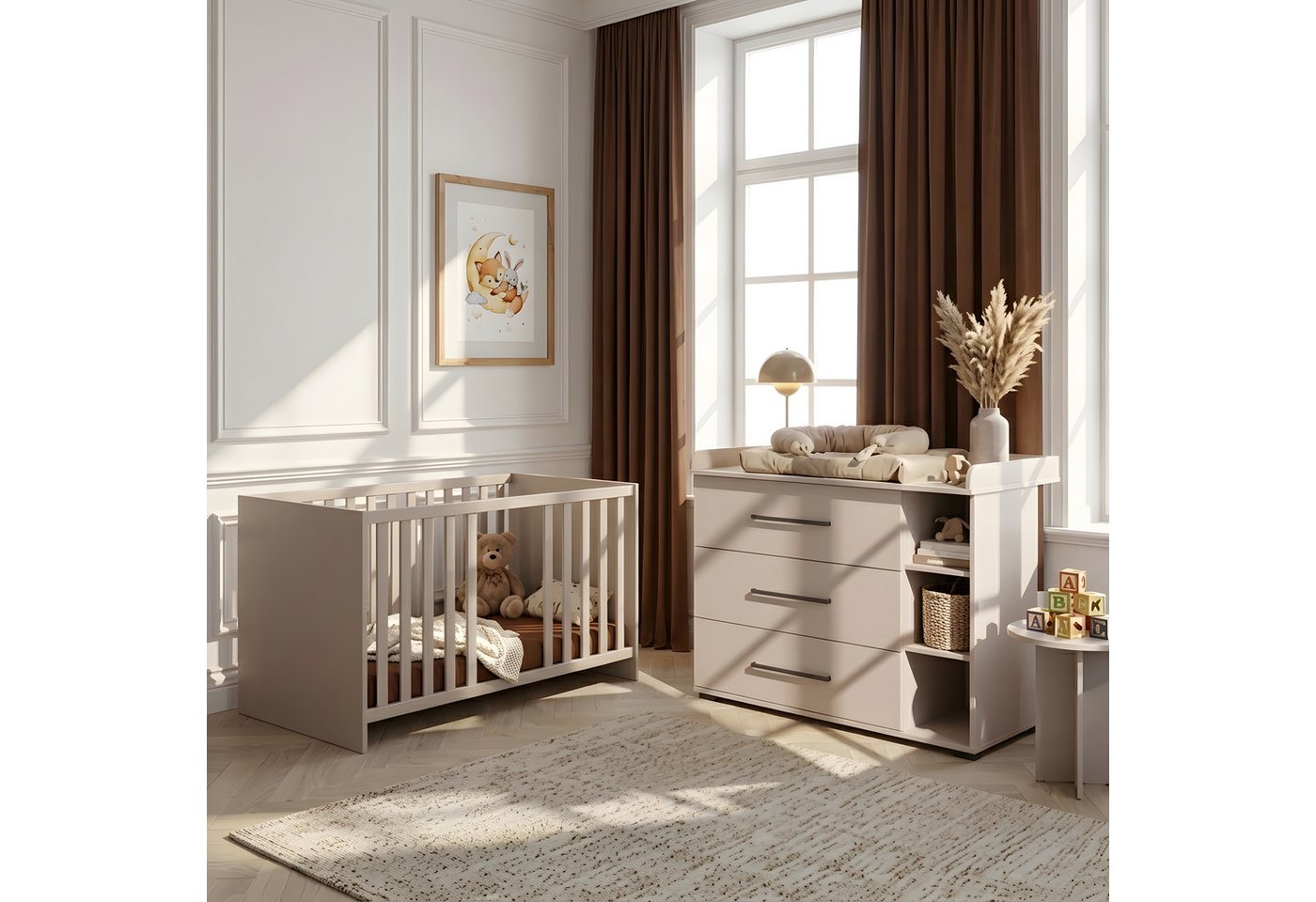 arthur berndt Babybett Essentials, Made in Germany, mit Schlupfsprossen,Mitwachsend, 4x höhenverstellbar – Bild 4 von 4