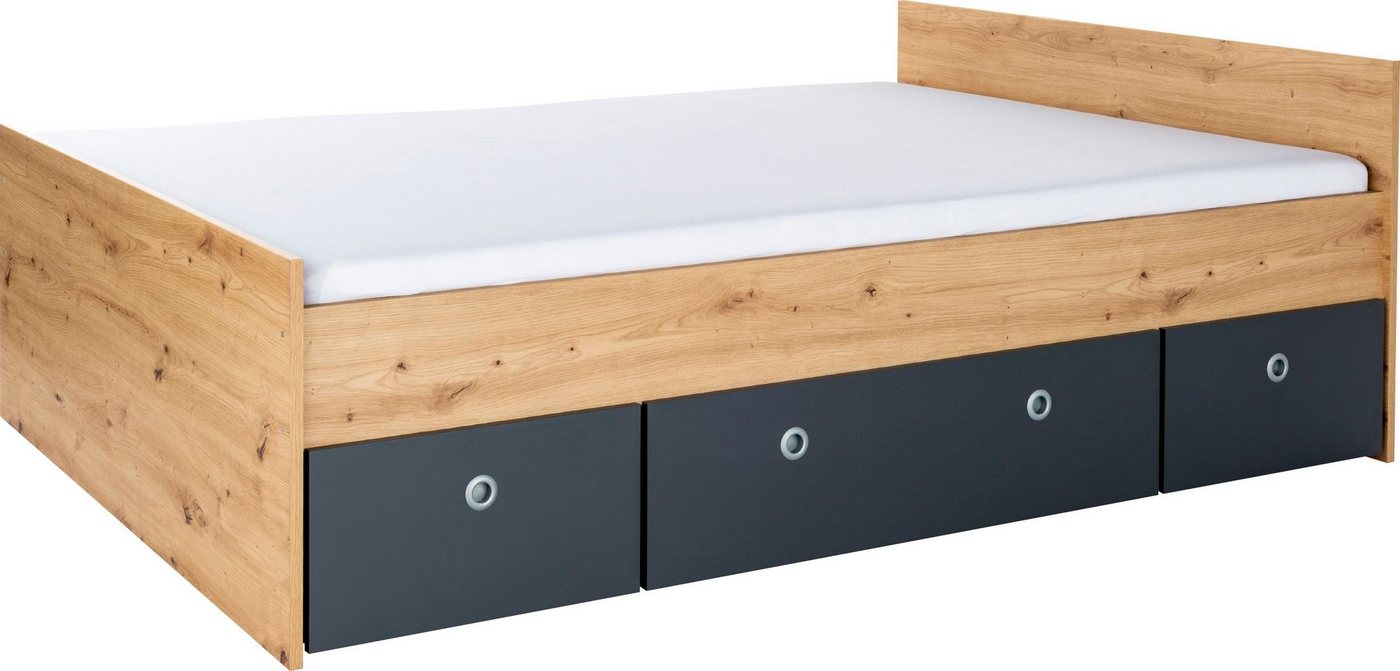 arthur berndt Jugendzimmer-Set Alessio, Anthrazit mit Artisan Eiche Dekor, viel Stauraum, (Set, 6-tlg., Kleiderschrank, Bett mit Schubkasten, Schreibtisch, Büch – Bild 5 von 5