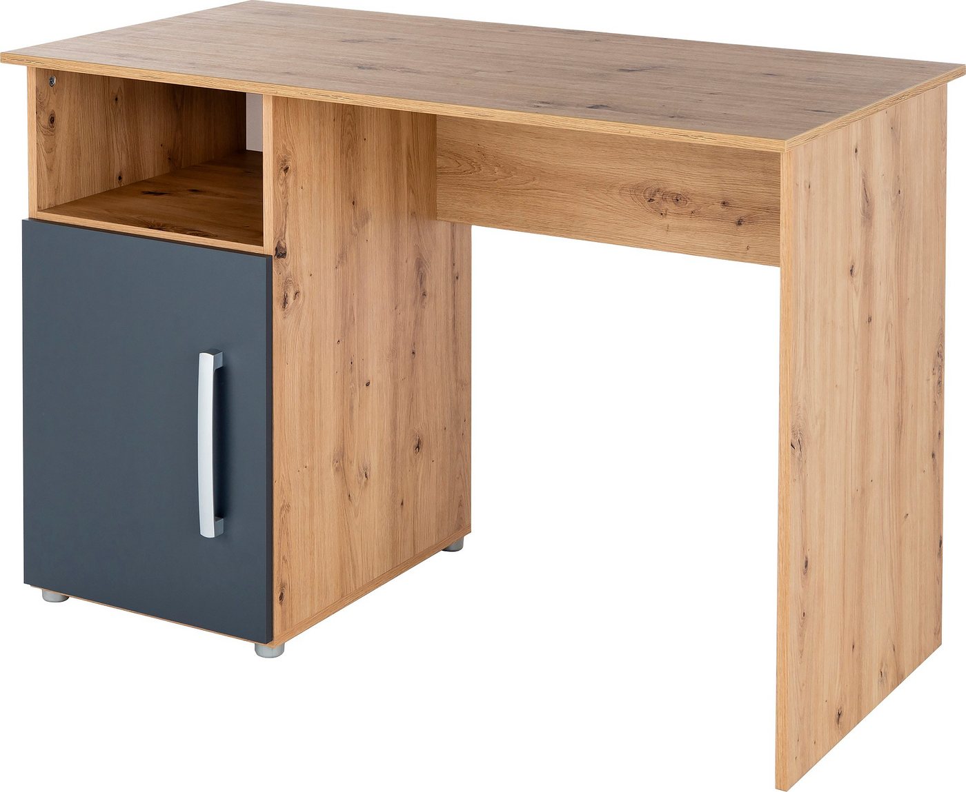 arthur berndt Jugendzimmer-Set Alessio, Anthrazit mit Artisan Eiche Dekor, viel Stauraum, (Set, 6-tlg., Kleiderschrank, Bett mit Schubkasten, Schreibtisch, Büch – Bild 4 von 5