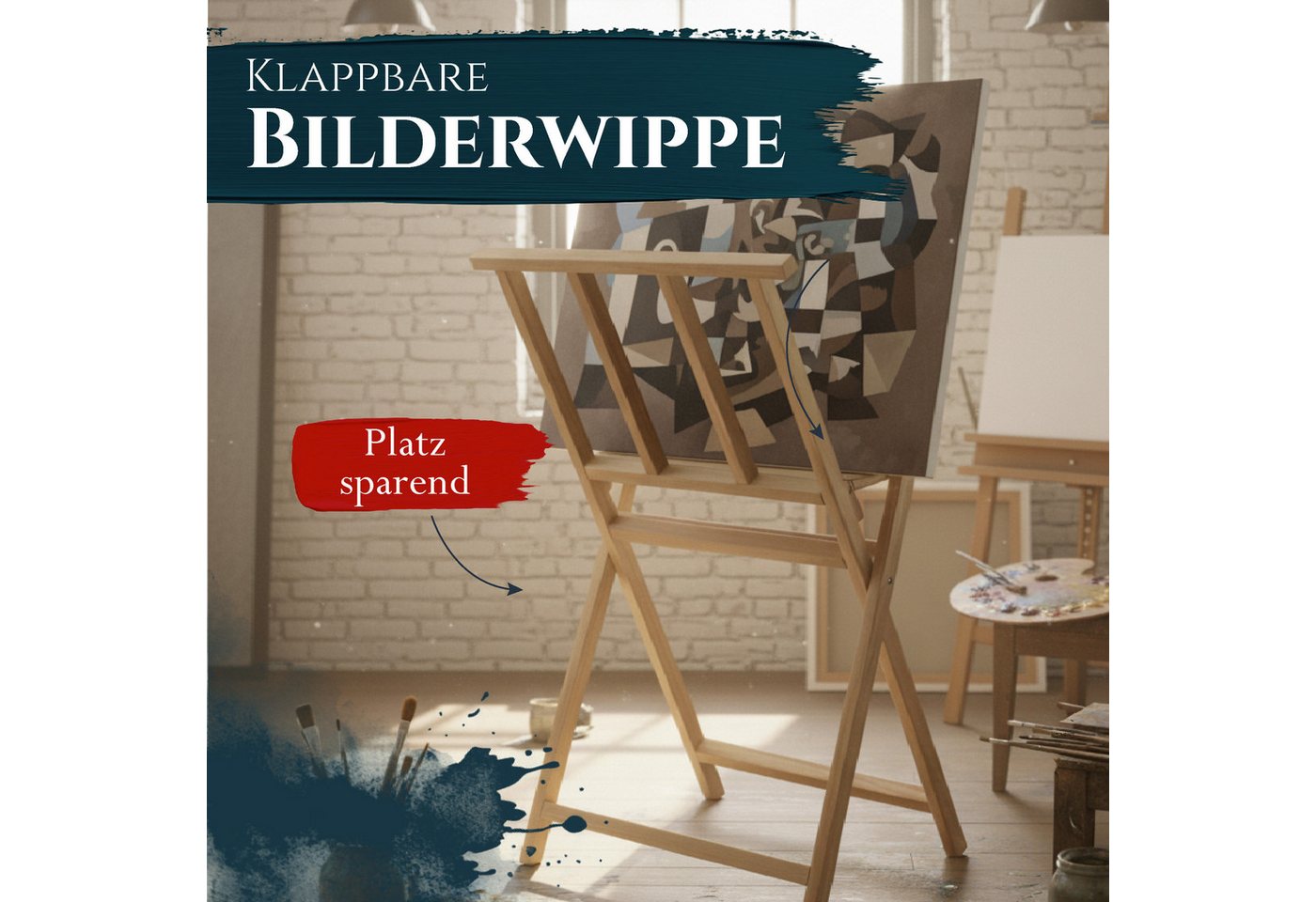 Artina Archivcontainer Bilderwippe Bilderständer aus Buchenholz klappbarer Matera, 65x48x71cm, Aufbewahrung & Präsentation von Leinwänden, Zeichnungen, Gemälden – Bild 5 von 5