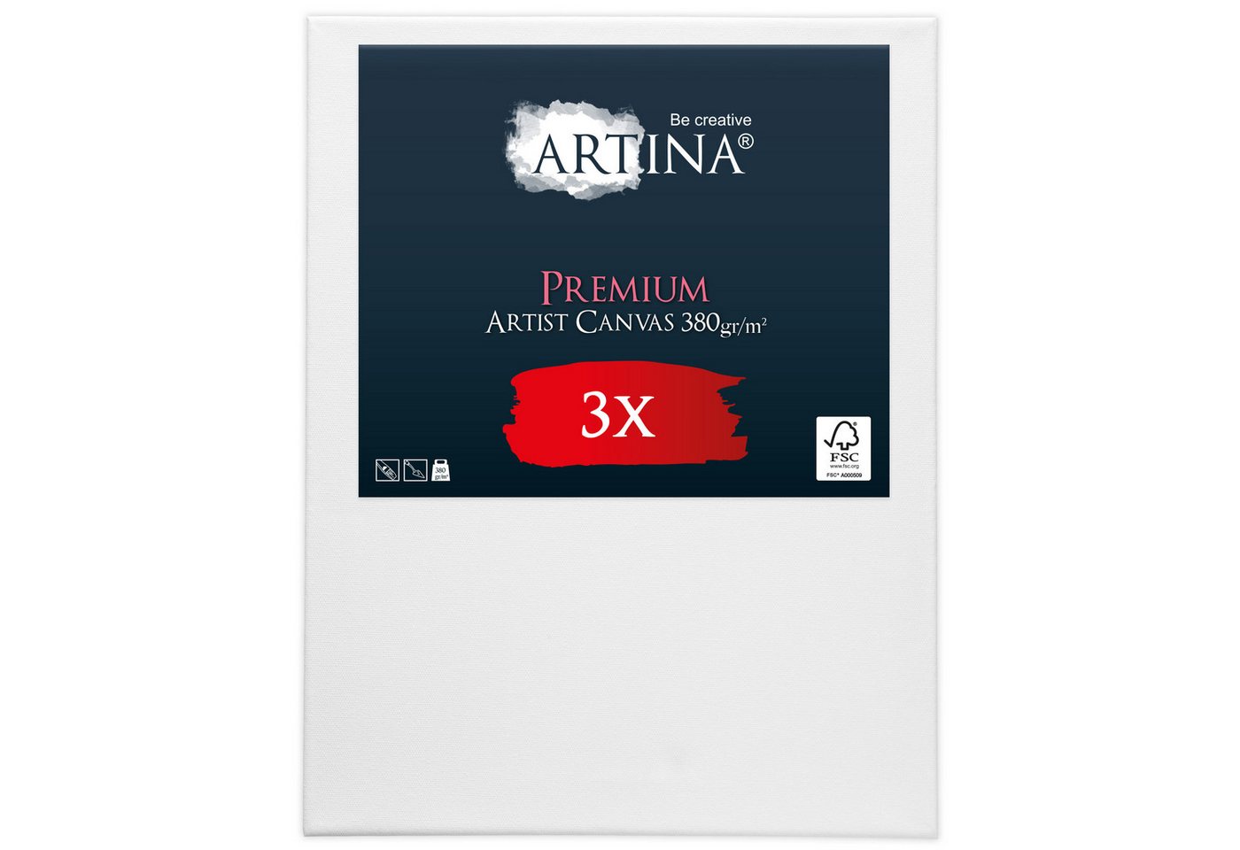 Artina Keilrahmen Keilrahmen Leinwand Premium, 30x40cm, 3er Set, 100% Baumwolle – bespannt – für Acrylfarben – zum Bemalen – Bild 2 von 5