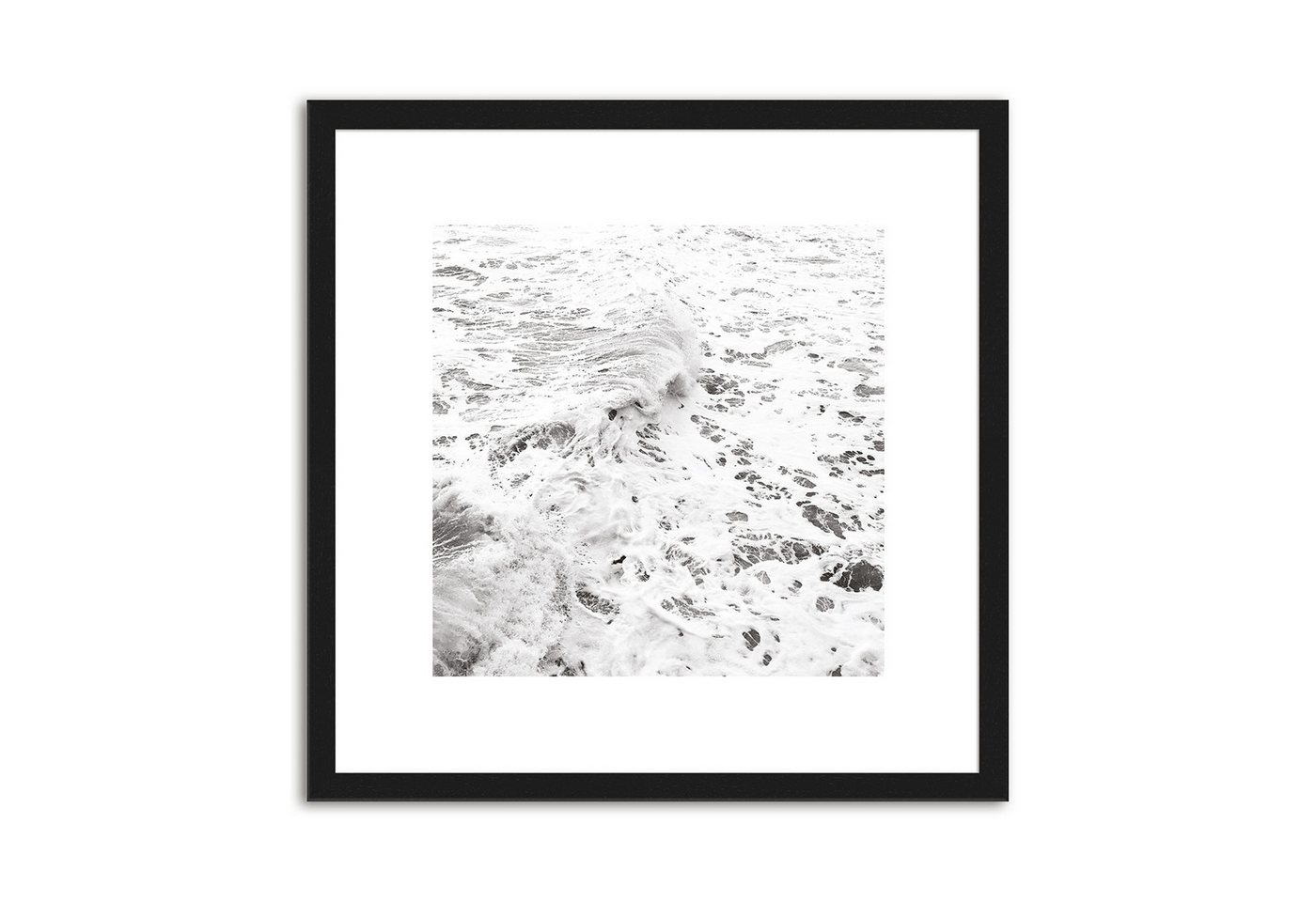 artissimo Bild mit Rahmen Bilder-Set mit Rahmen 4x 30x30 cm / Wandbilder-Set gerahmt modern, Strand und Meer: Schwarz Weiß Fotos von Strandlandschaften – Bild 4 von 5