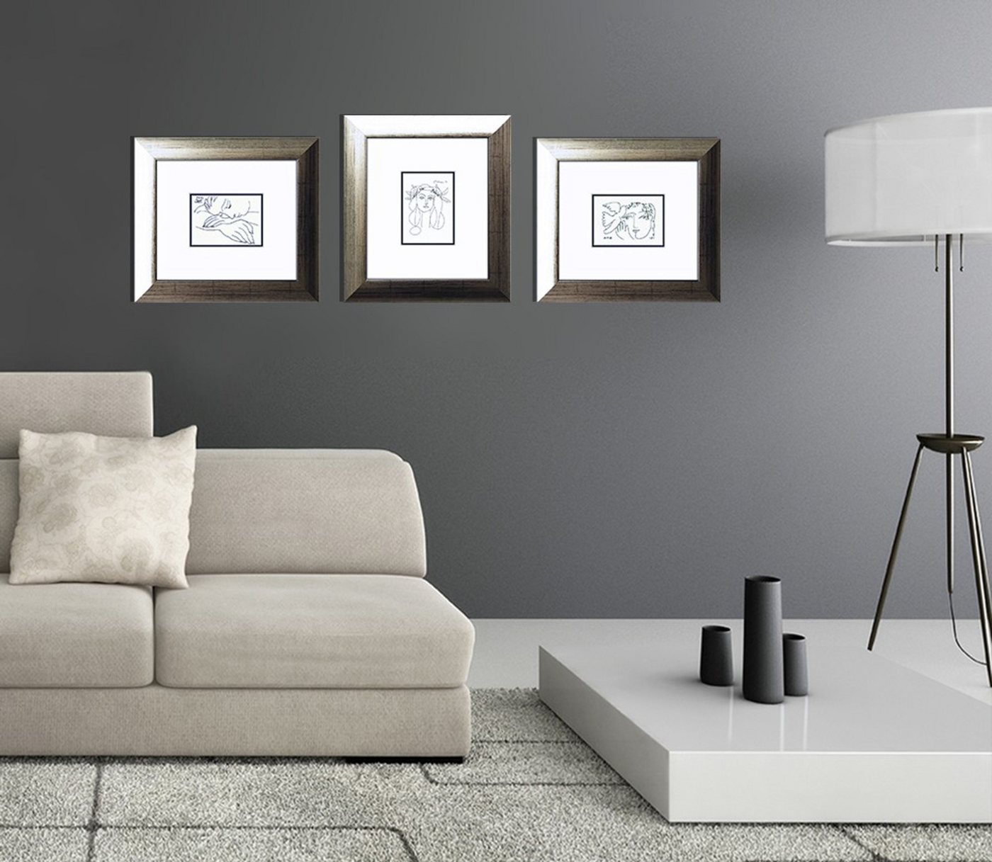 artissimo Bild mit Rahmen gerahmter Kunstdruck 39x35 cm / minimalistisches Gemälde, Pablo Picasso: Femme Endormie – Bild 2 von 3
