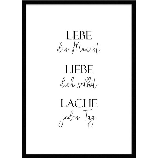 artissimo Bild mit Rahmen Gerahmtes Poster 50x70 cm / Typografie Bild mit Rahmen / Skandi Deko, Sprüche und Texte: Lebensweisheit in Schwarz-Weiß