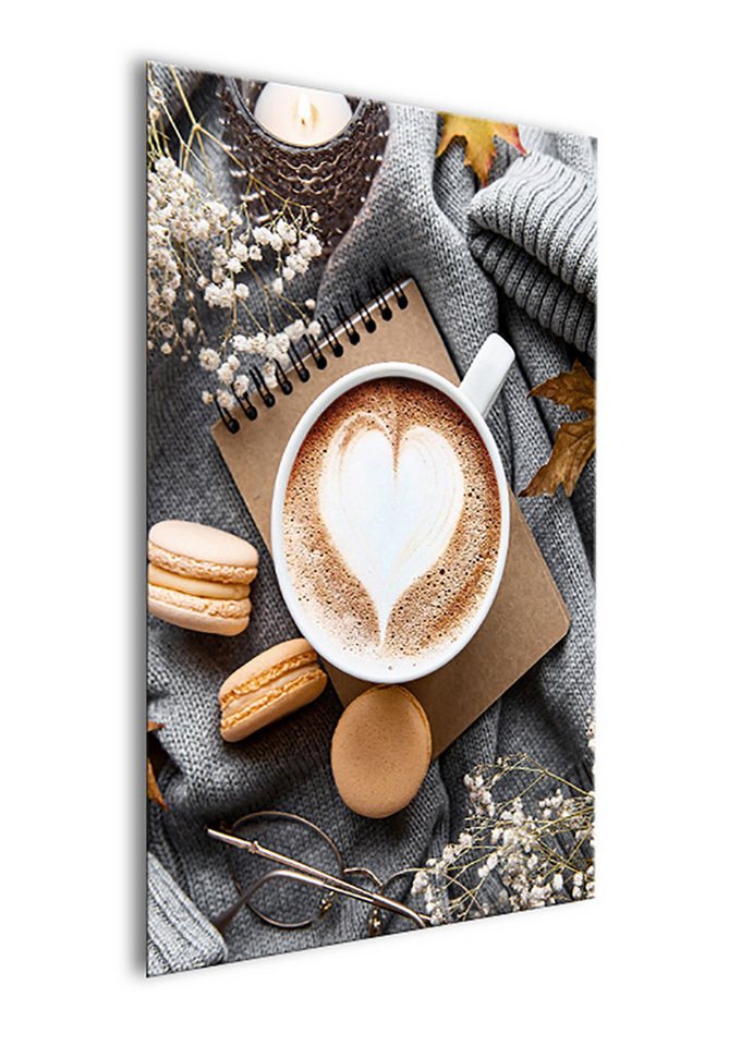 artissimo Deco-Panel Bild 20x30 cm Hochformat / Wandbild klein Küche / cozy modern boho, Küchenbild: Kaffee mit Herz in Grau Beige – Bild 4 von 4