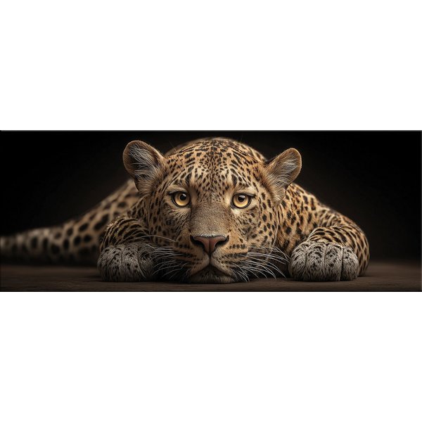 artissimo Glasbild Bild aus Glas 80x30 cm / Wandbild Querformat / Wanddeko modern, Tiere: Leopard Porträt