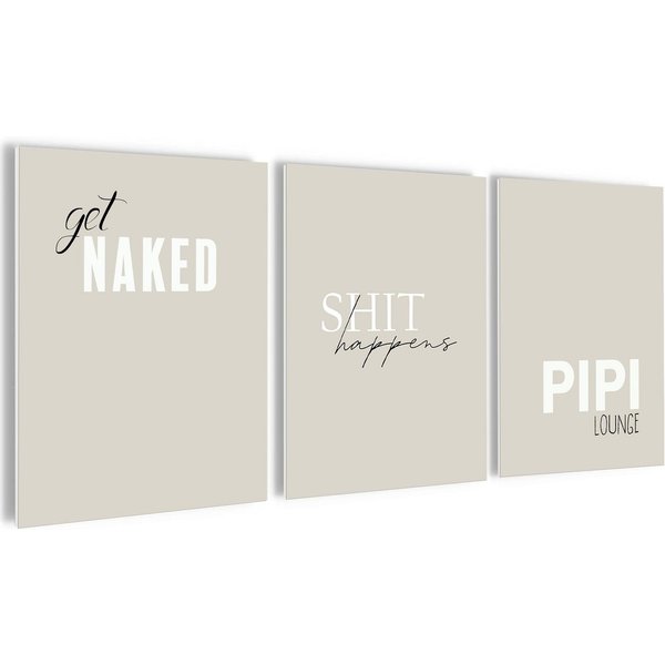 artissimo Mehrteilige Bilder Bilderset 3er-Set, Deko Bad / Badezimmer, beige weiß, Bilder Sprüche, Badezimmerbild: Sprüche Bad