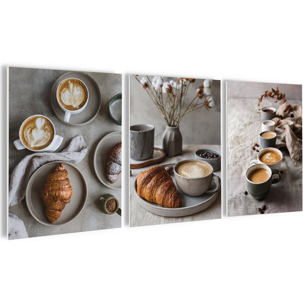 artissimo Mehrteilige Bilder Bilderset 3er-Set, Deko Küche, Wandbilder-Set, Bilder Kaffee grau, modernes Küchenbild: vintage Coffee