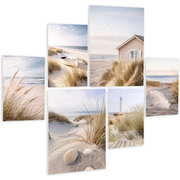 artissimo Mehrteilige Bilder Bilderset 6er-Set, Wandbilder-Set natur, Bilderwand, maritime Bilder, Strand und Meer: maritime Deko