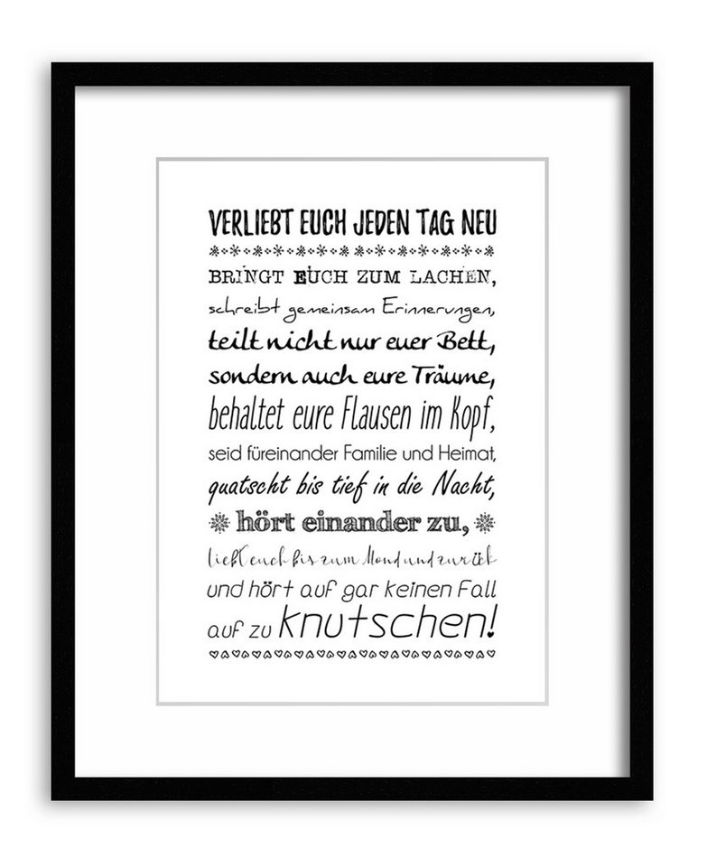 artissimo Poster Poster mit Spruch DIN A4 21x29,7 cm Geschenk Hochzeit kreativ lustig, Spruchposter: Verliebt euch jeden Tag neu – Bild 3 von 4