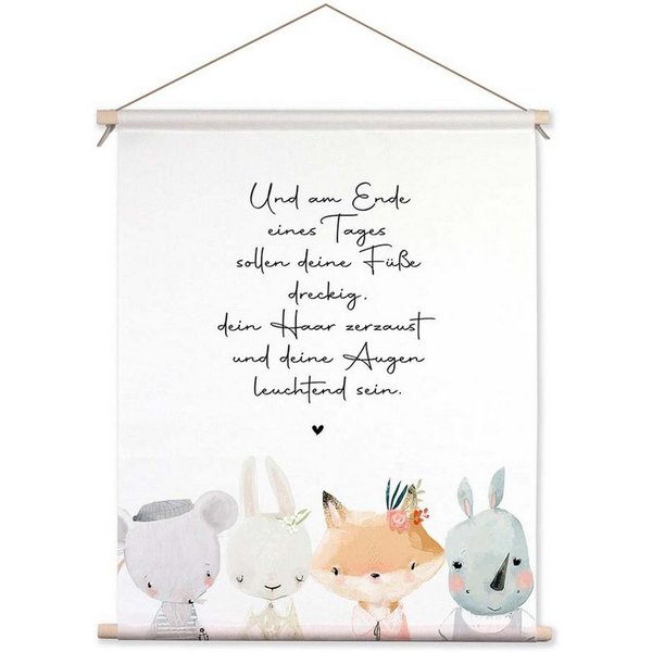 artissimo Poster Textil-Poster 40x50cm Bild mit Spruch Kinderzimmer Babyzimmer Tiere, Kinderbild: Spruchposter Kinder und Babys