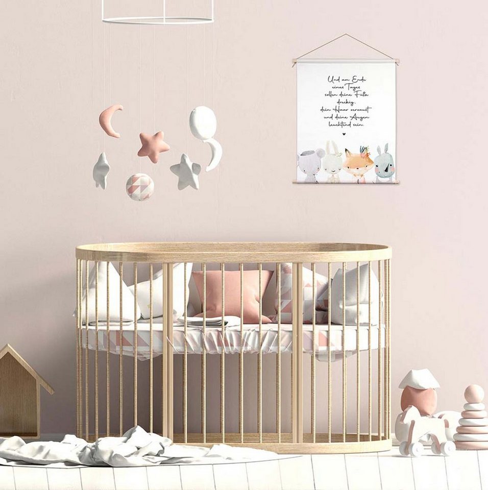 artissimo Poster Textil-Poster 40x50cm Bild mit Spruch Kinderzimmer Babyzimmer Tiere, Kinderbild: Spruchposter Kinder und Babys – Bild 3 von 4