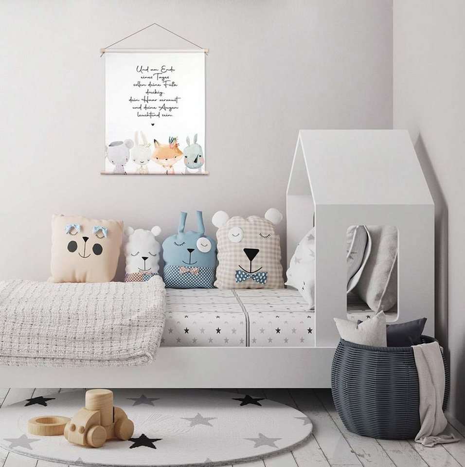 artissimo Poster Textil-Poster 40x50cm Bild mit Spruch Kinderzimmer Babyzimmer Tiere, Kinderbild: Spruchposter Kinder und Babys – Bild 4 von 4