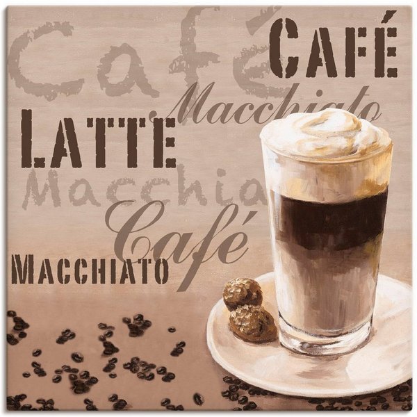 Artland Leinwandbild Kaffee - Latte Macchiato, Getränke (1 St), auf Holzrahmen gespannt