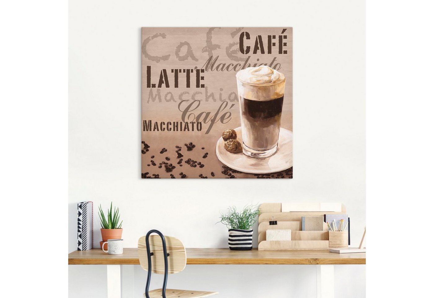 Artland Leinwandbild Kaffee - Latte Macchiato, Getränke (1 St), auf Holzrahmen gespannt – Bild 2 von 5