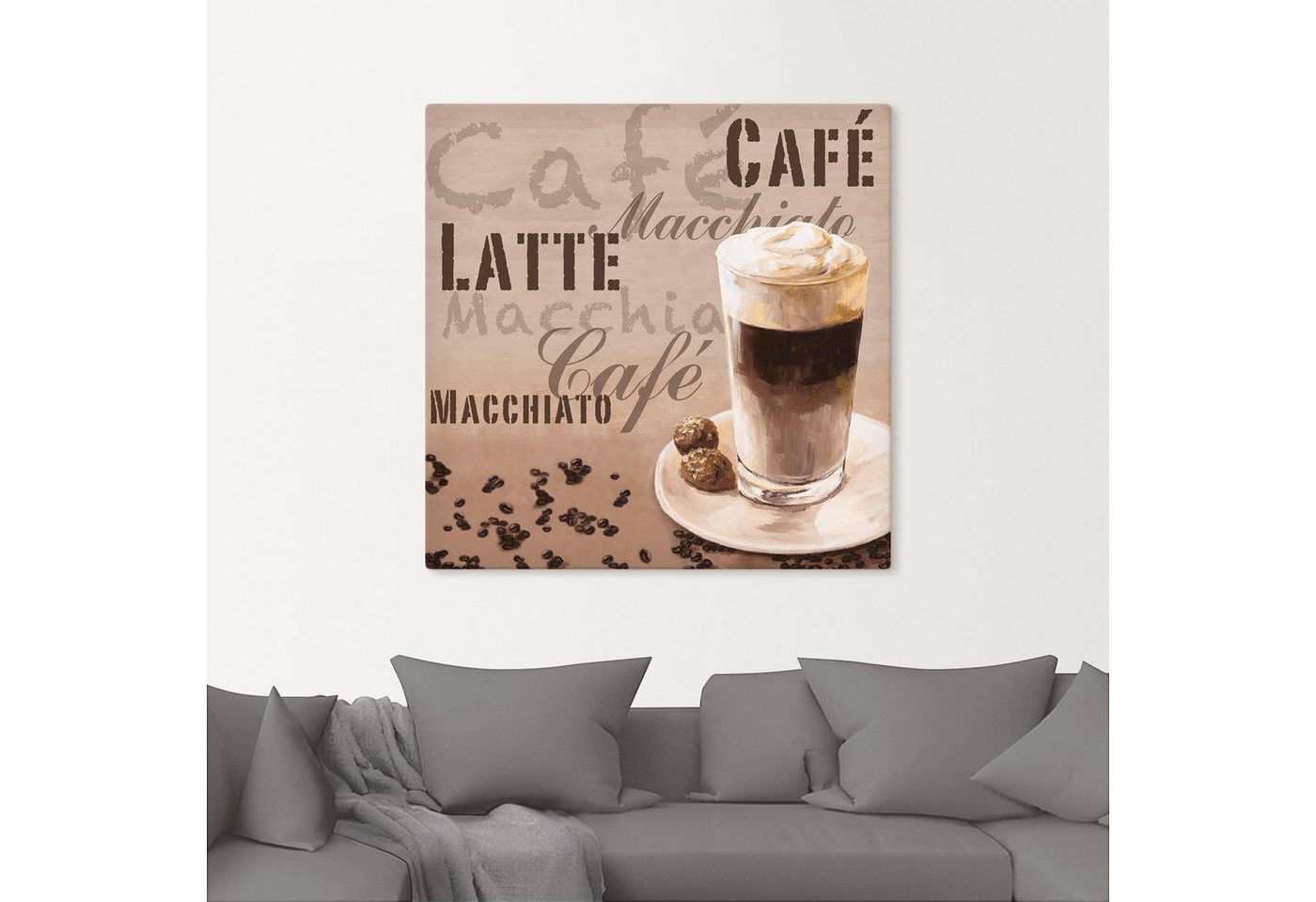 Artland Leinwandbild Kaffee - Latte Macchiato, Getränke (1 St), auf Holzrahmen gespannt – Bild 3 von 5