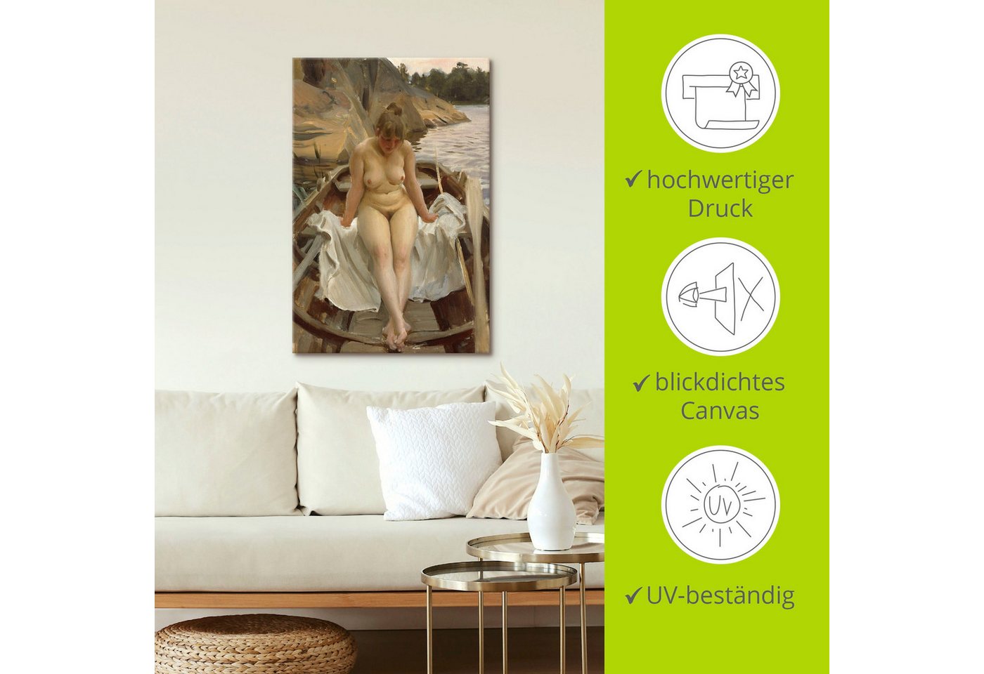 Artland Wandbild In Werners Ruderboot, Erotische Bilder (1 St), auf Holzrahmen gespannt – Bild 4 von 5