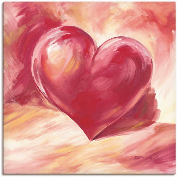 Artland Wandbild Rosa/rotes Herz, Herzen (1 St), als Leinwandbild, Poster in verschied. Größen