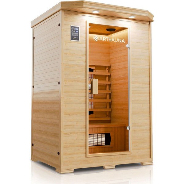 Artsauna Infrarotkabine Oslo, für 2 Personen, Hemlockholz, HiFi-System, Ionisator, LED-Farblicht