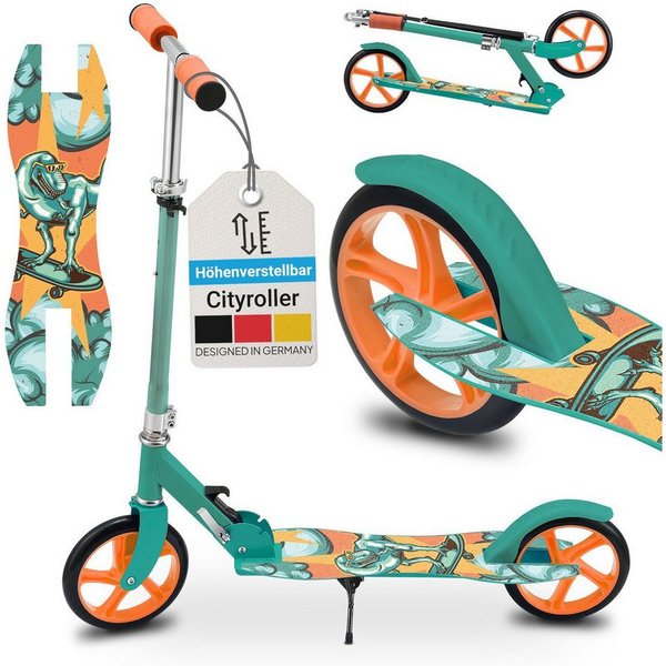 ArtSport Cityroller Dino-Mint, mit XXL Rädern, Fußständer, Hinterradreibungsbremse